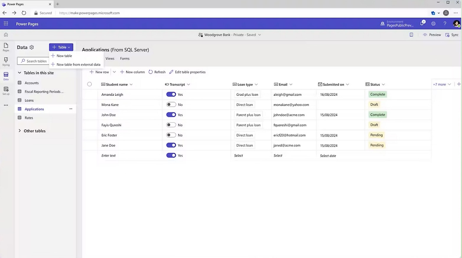 Seamless dataverse integration